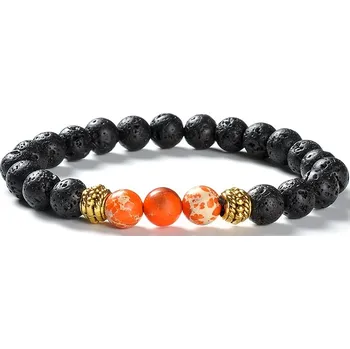 Náramek Náramek z lávových kamenů a jemně oranžového jaspisu