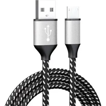 Oplétaný nabíjecí a datový kabel s konektory USB / micro USB - 1 m - černý