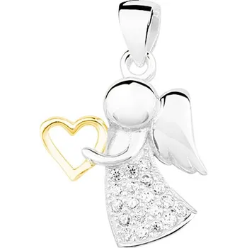 Přívěsek Olivie Stříbrný přívěsek ANDĚL se zlatým srdíčkem 3652 Ag 925; ≤1,2 g.