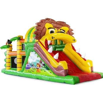 Skákací hrad Nafukovací skluzavka Lev | Velký skákací hrad - opičí dráha | Profi provedení | Certifkováno