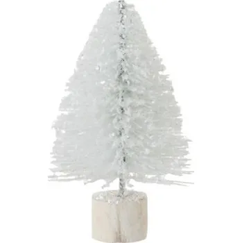 Vánoční dekorace Malý bílý třpytivý vánoční stromeček - 14 cm