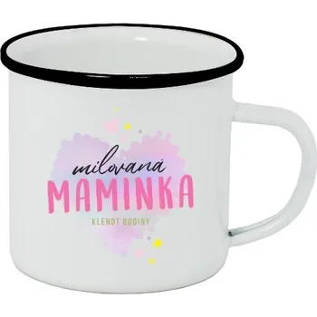 Plecháček - smaltový lem s potiskem plecháček MILOVANÁ MAMINKA - KLENOT RODINY