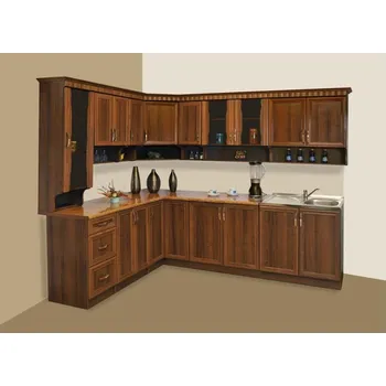 Kuchyňská linka Kuchyňská linka Bona 250cm Roh. Mer. Ořech