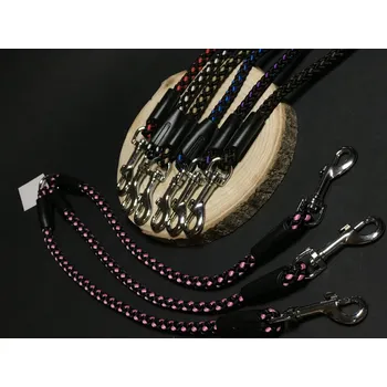 Vodítko pro psa Palkar vodítko roztrojka pro psy 40 cm x 8 mm černo-růžová