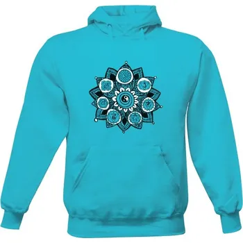 Pánská mikina Pánská mikina s kapucí s potiskem Černobílá mandala jin jang pánské