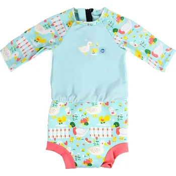 Kojenecké oblečení Splash About Plavky Happy Nappy UV obleček 3/4 rukáv Malé kačenky Vel. XL (12-24 měs.)