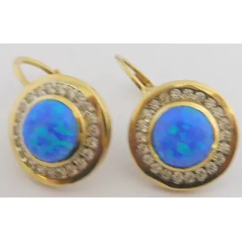 Náušnice Klenoty Budín Zlaté klasické patentové náušnice s modrými opály 585/3,86gr HK2040 (Klenoty Budín Zlaté klasické patentové náušnice s modrými opály 585/3,86gr HK2040)