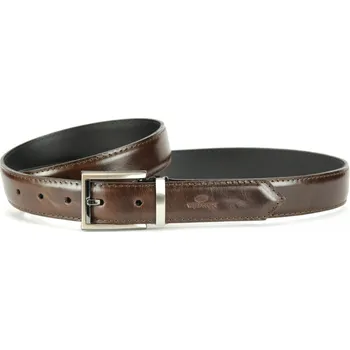 Opasek WILD SKIN, Kožený opasek 9504, BROWN tmavá hnědá lesklá Obvod pasu v cm: 110 9504