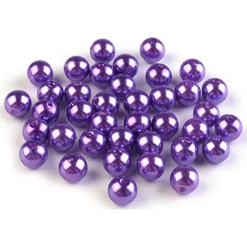 Korálek Plastové voskové korálky / perly Glance Ø8 mm, barva F25 fialková tmavá