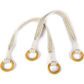 Proplétaná ucha na tašky délka 54 cm s kroužky, barva 3 hnědá přírodní