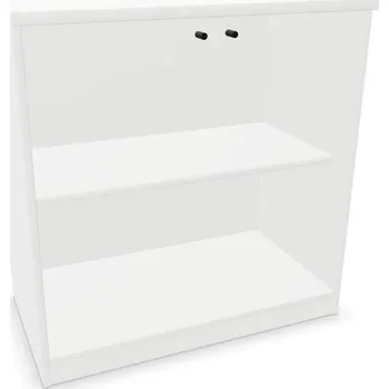 Policová skříň Kancelářská skříň - dveře dvoukřídlé prosklené, v x š x h: 825 x 800 x 445 mm, barva bílá