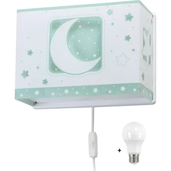Nástěnné svítidlo Dalber 63238H MOONLIGHT green - Dětské nástěnné svítidlo s kabelem do zásuvky + Dárek LED žárovka (Dětské nástěnné svítidlo v zelené barvě)
