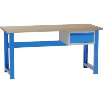 Dílenský stůl Dílenský stůl, výškově přestavitelný, d x h x v: 1700x700x827-1027 mm, barva modrá RAL5012, 1 zásuvka