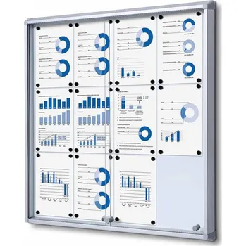 Informační vitrína, s posuvnými dveřmi, bílá magnetická zadní stěna, pro počet listů 12xA4