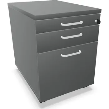 Zásuvkový kontejner Kontejner pojízdný, 2 zásuvky + kartotéka, barva tmavě šedá, v x š x h: 600 x 430 x 600 mm