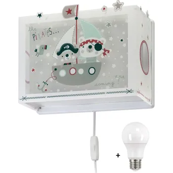 Nástěnné svítidlo Dalber 74558 PIRATES - Dětské nástěnné svítidlo s kabelem do zásuvky + Dárek LED žárovka (Dětské nástěnné svítidlo s motivem pirátů)