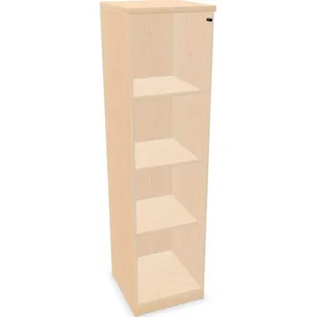 Policová skříň Kancelářská skříň - dveře jednokřídlé prosklené, v x š x h: 1545 x 400 x 445 mm, barva javor