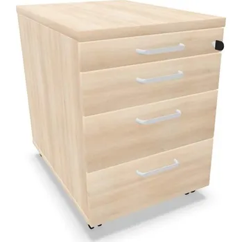 Zásuvkový kontejner Kontejner pojízdný, 4 zásuvky, barva akácie, v x š x h: 600 x 430 x 600 mm