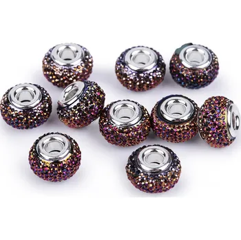 Dětské navlékací korálky Plastové korálky s velkým průvlekem 9x14 mm, barva 16 AB (060) fialová tmavá