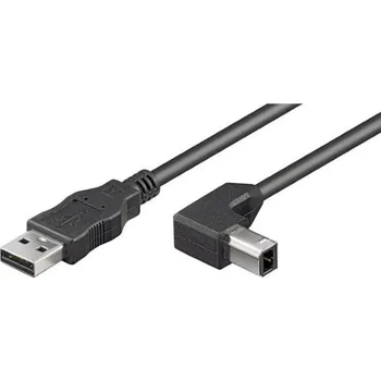Kabel do PC PremiumCord Kabel USB 2.0, A-B, 3m se zahnutým USB-B konektorem 90°, ku2ab3-90