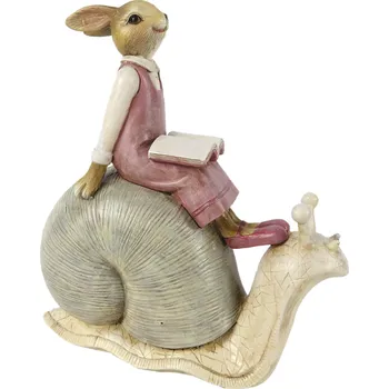 Bytová dekorace Dekorace sedící králičí dívka na šnekovi - 15*8*16 cm