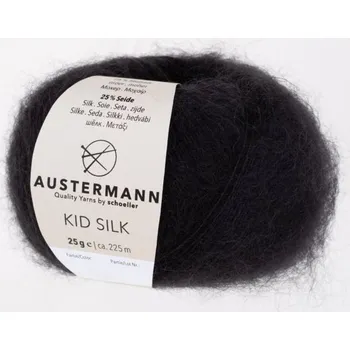 Příze Austermann Kid Silk 02 Černá (Kid Silk 02 SCHWARZ)
