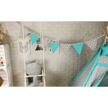 Dětský stan Dekorační praporková girlanda EXLUSIVE - tyrkysová