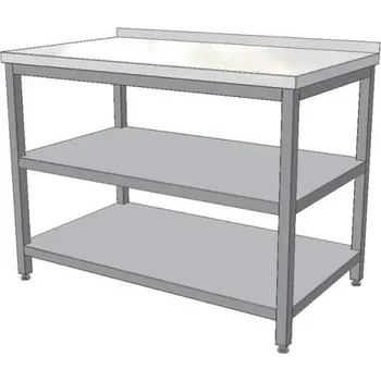 Dílenský stůl KK Nerezový pracovní stůl se 2 policemi (hloubka 700 mm) Délka: 800 mm