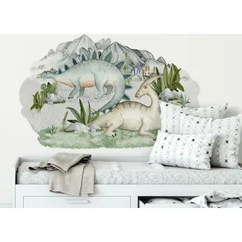 Samolepící dekorace Yokodesign Velká samolepka se scénou - Dvojice dinosaurů Velikost: M