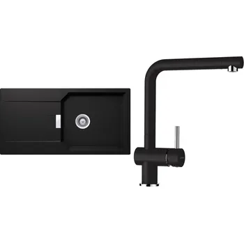 Granitový dřez Set Schock S21-3 (dřez Manhattan D-100L Nero + baterie Epos Nero)