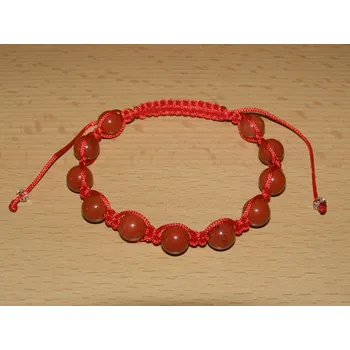 Drahý kámen Drhaný Shamballa náramek - jaspis červený - červená šňůrka - dn14