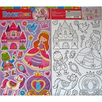 Samolepící dekorace Nalepovací tapeta + omalovánky PRINCEZNY