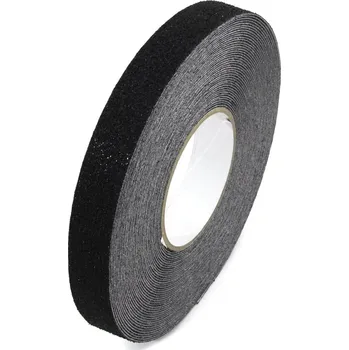 Výstražná páska Černá korundová protiskluzová páska FLOMA Super - 18,3 x 2,5 cm tloušťka 1 mm