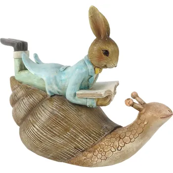 Bytová dekorace Dekorace ležící králík s knihou na šnekovi - 16*8*14 cm