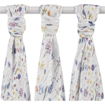 látková plena Kikko Bambusové pleny 70 x70 cm 3 ks různé barvy Digi Blue Wildflowers