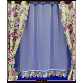 Záclona Metrážový luxusní voál Slunečnice - s krajkou !!! (Záclona již ušitá s řasící stužkou!!! )