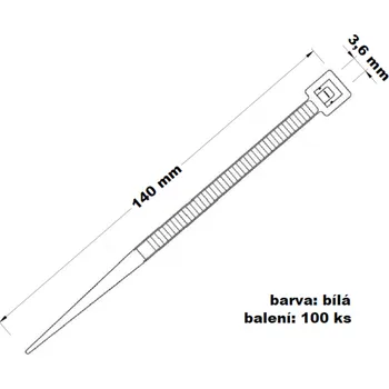 Organizace kabelů Páska stahovací 3.6x150 100 ks bílá