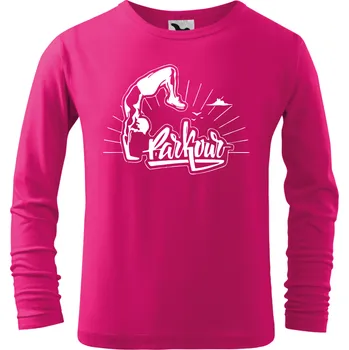 Chlapecké tričko Dětské tričko Parkour free s dlouhým rukávem růžové