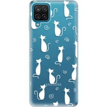 Pouzdro na mobilní telefon Odolné silikonové pouzdro iSaprio - Cat pattern 05 - white - Samsung Galaxy A12