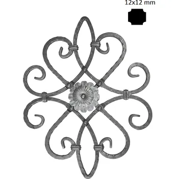 Zábradlí kovářský ornament 3318, oboustranný - 530 x 420 mm, 12 x 12 mm
