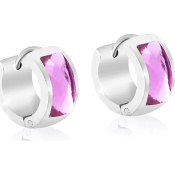 Náušnice biju Náušnice z chirurgické oceli, růžový zirkon