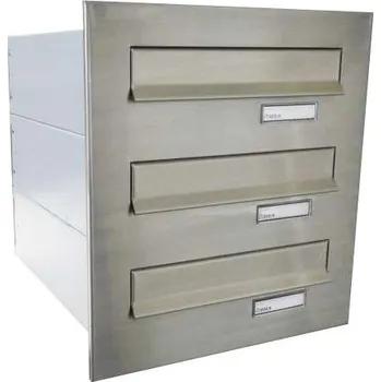 Poštovní schránka DOLS 3x poštovní schránka B-04 do sloupku + čelní deska - NEREZ