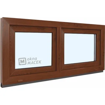 Okno Plastové okno - KNIPPING 70 AD, 1200x500 mm, S/S, ořech Sklo: čiré, Barva, imitace: ořech/bílá (jednostranně) + příslušenství a montážní materiál zdarma