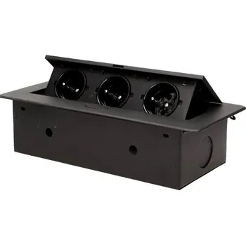 Elektrická zásuvka Výklopná zásuvka 3x230V elektrická černá oblé hrany bez kabelu