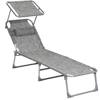 Zahradní lehátko SONGMICS GCB19T šedé