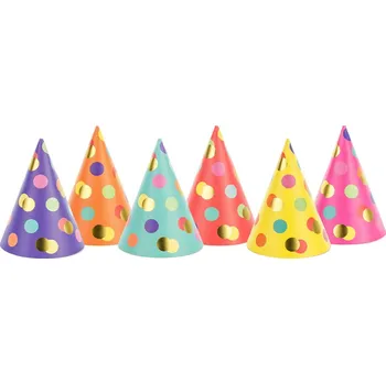 Party dekorace Narozeninové čepičky - 6 ks - puntíky