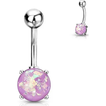 Piercing Piercing do pupíku pryskyřičný opál 8 mm (fialová)