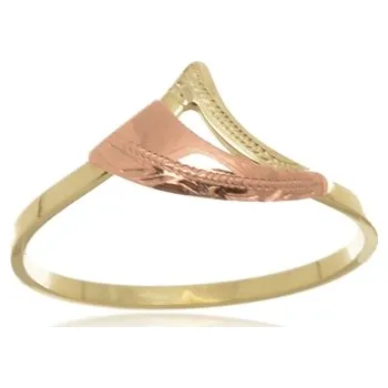 Prsten Dámský prsten ze žlutého a červeného zlata PR0396 + DÁREK ZDARMA