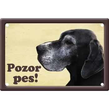 Plechová cedule Smal Výstražná cedule: Německá doga tmavá I