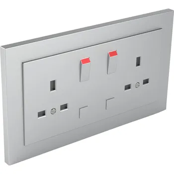 Elektrická zásuvka 90344 Komplet 2-zásuvka vodorovná (British) CAL – hliníková